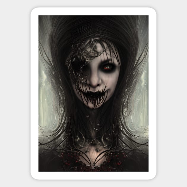 Mysterious Gothic Woman | Gothic Aesthetic | Beautiful Vampire Woman Sticker by GloomCraft